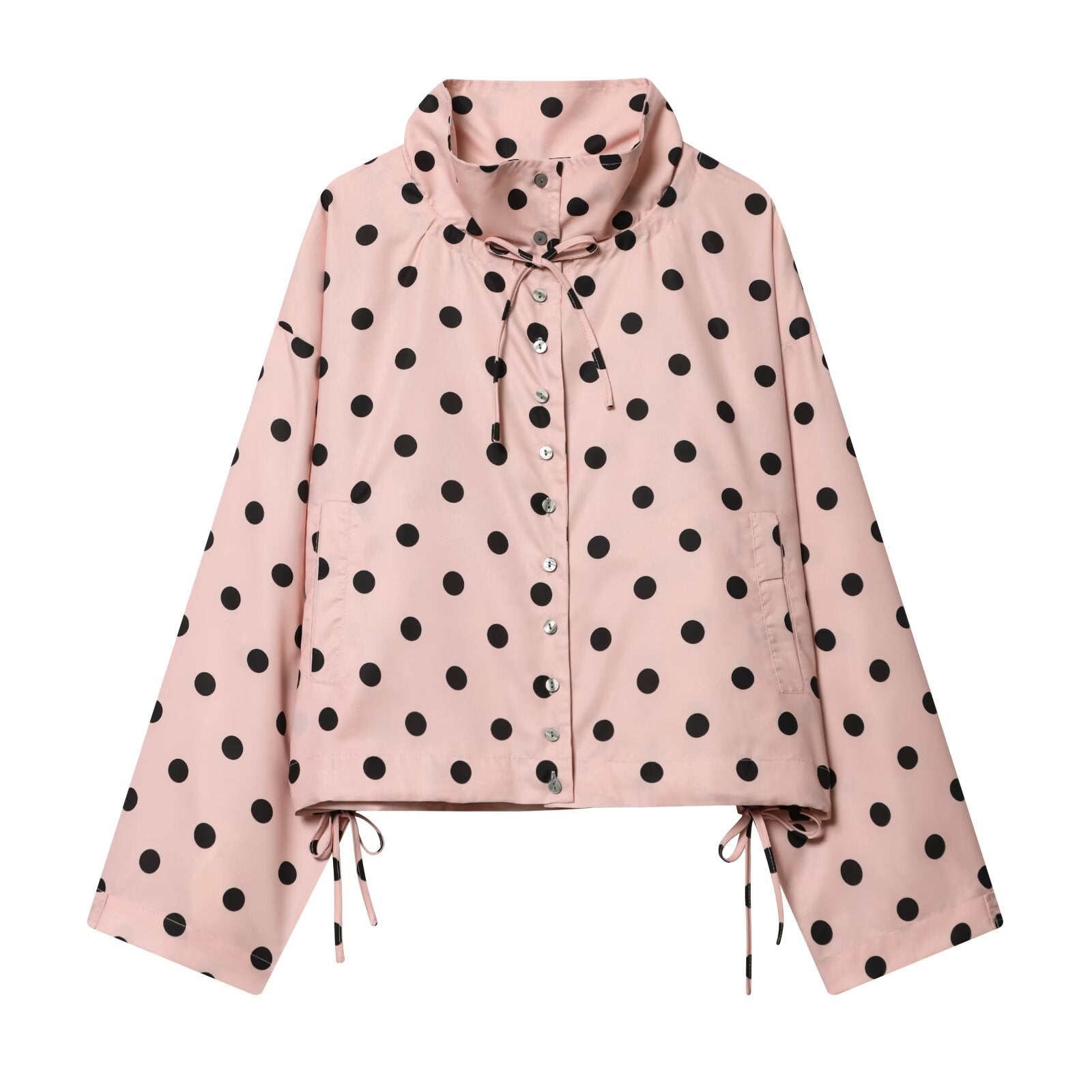 Casual long sleeved pink polka dot jacket