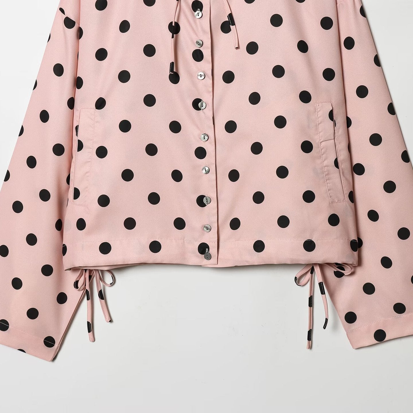 Casual long sleeved pink polka dot jacket