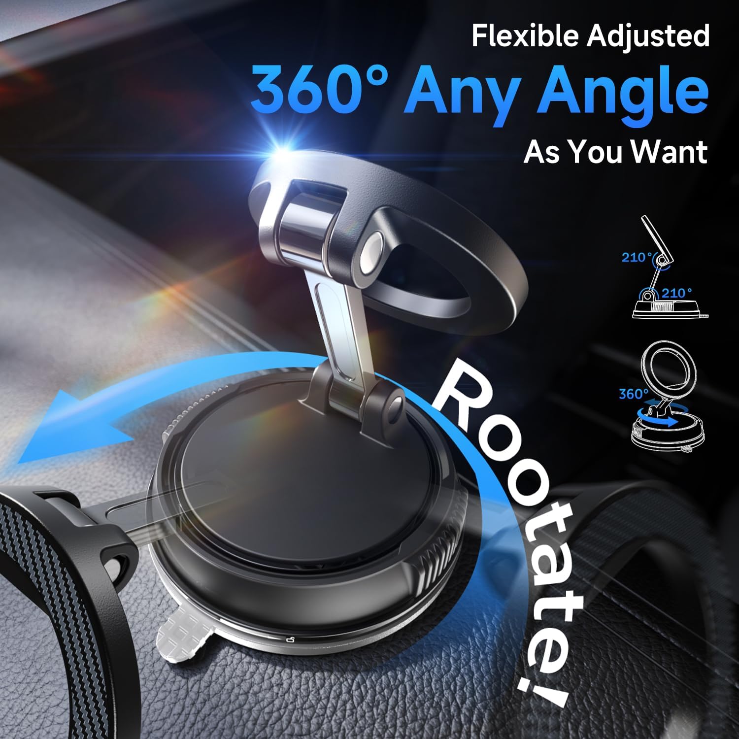Car Dashboard Phone Holder 360° Vacuum Magnetic Phone Stand