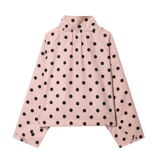 Casual long sleeved pink polka dot jacket