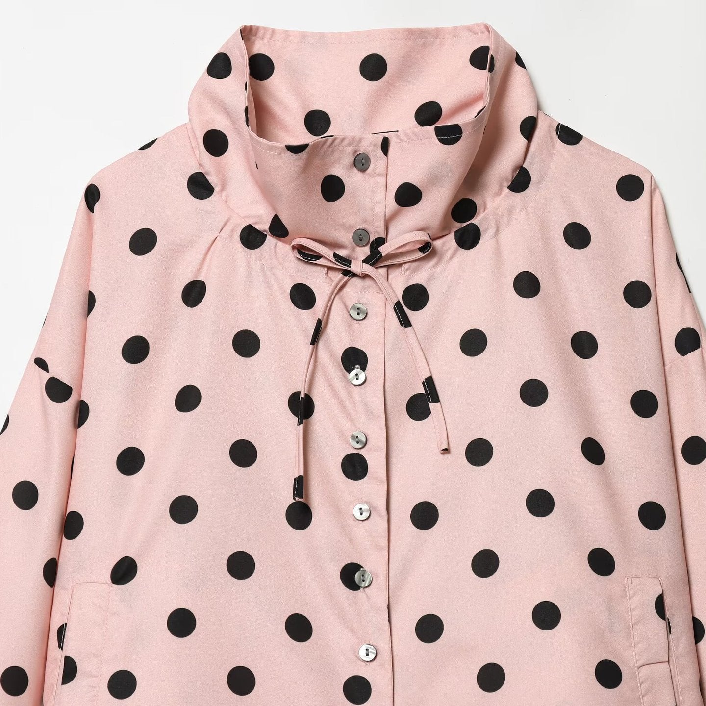 Casual long sleeved pink polka dot jacket
