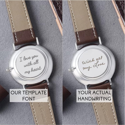 Handwriting Engraved Watch for Groom – Personalized Wedding Gift for Men