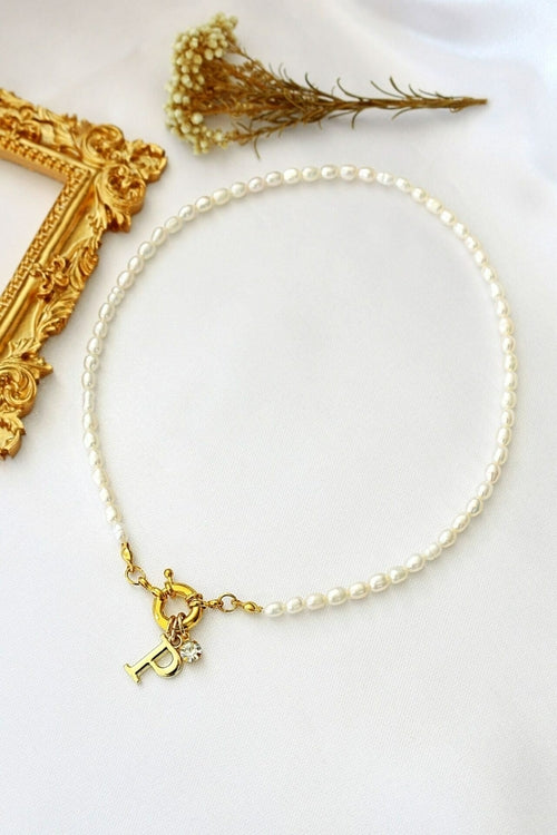 24 Karat Gold Pearl Choker Necklace – Custom Initial Freshwater Pearls