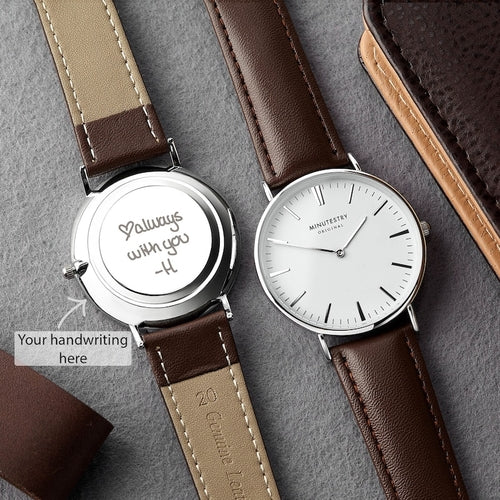 Handwriting Engraved Watch for Groom – Personalized Wedding Gift for Men